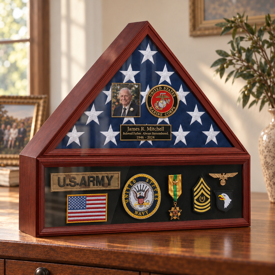 Personalized Flag & Medal Display Case
