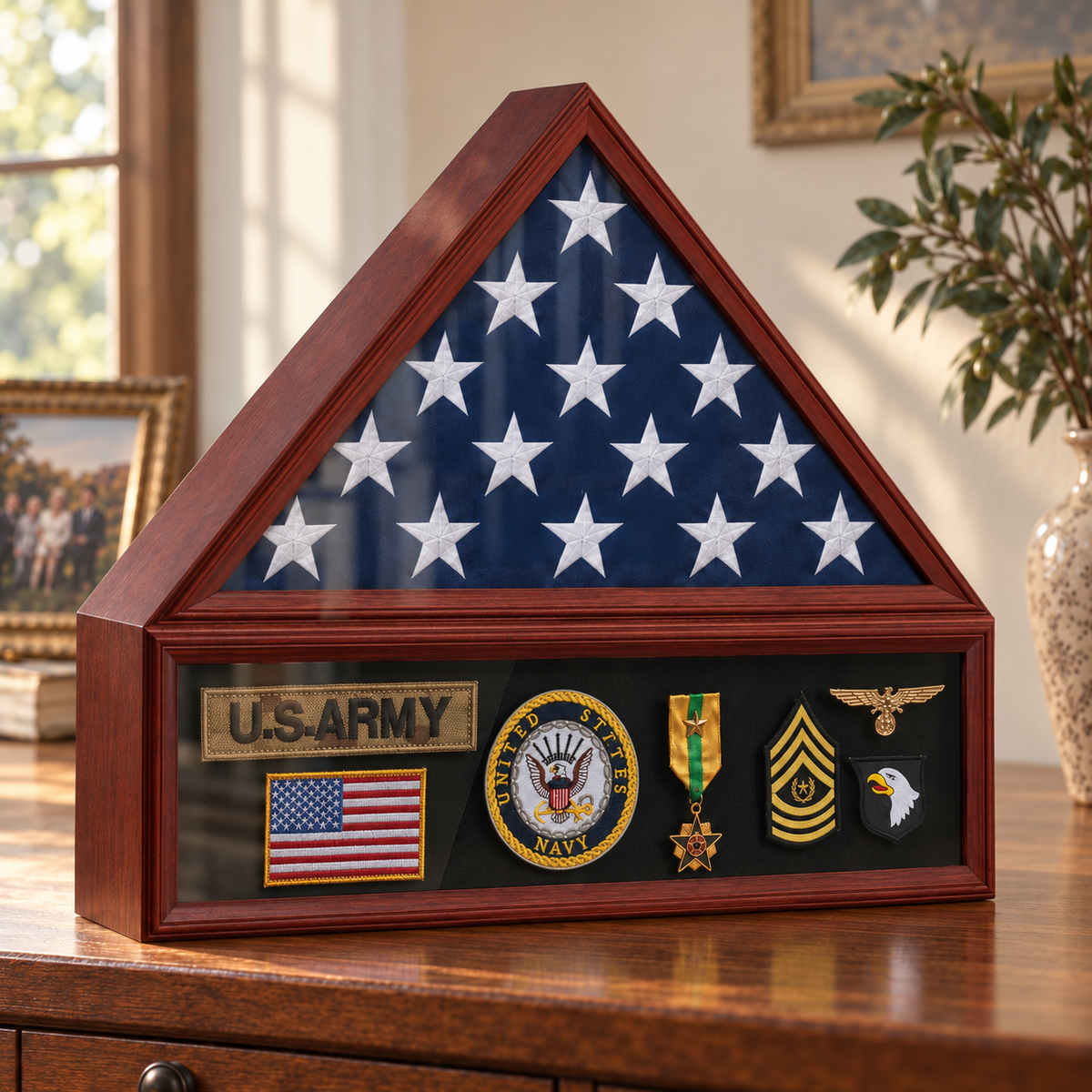 Personalized Flag & Medal Display Case