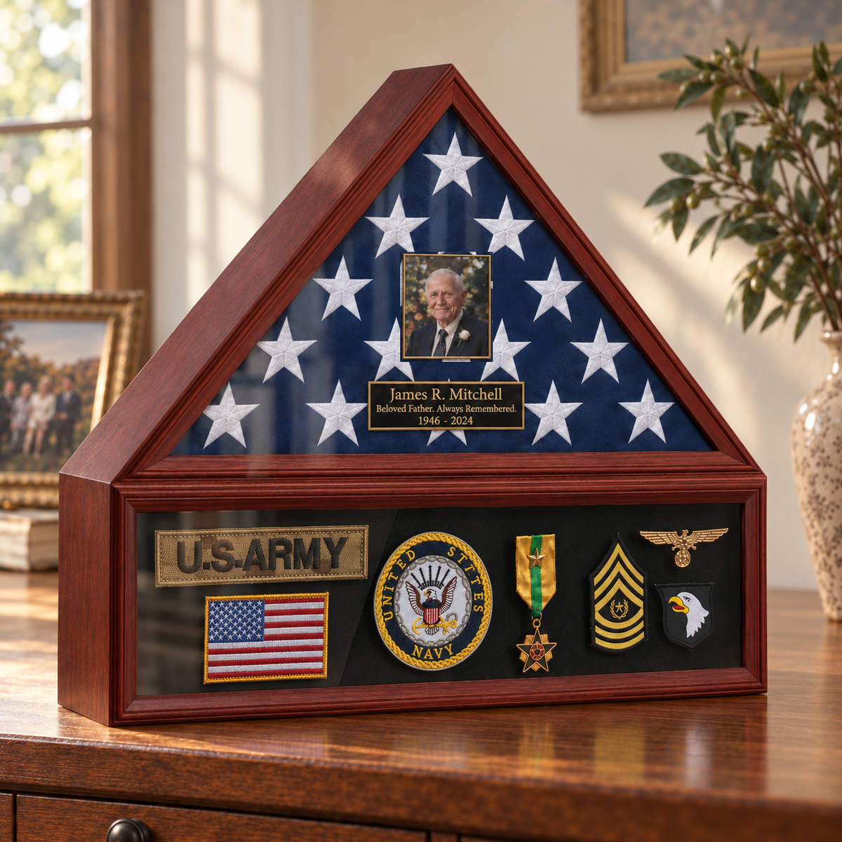 Personalized Flag & Medal Display Case