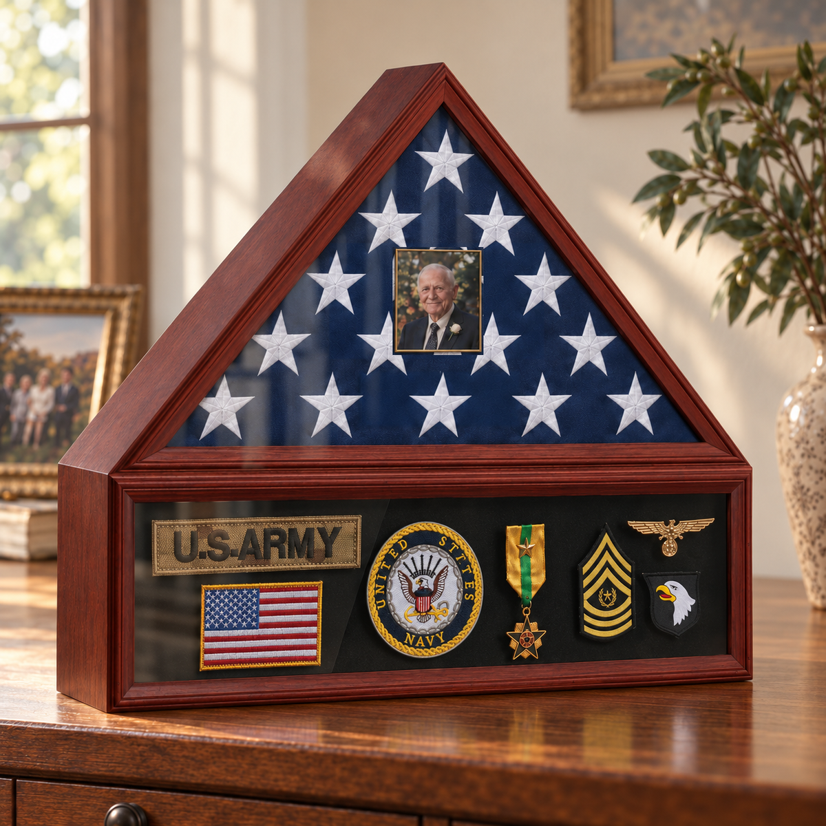 Personalized Flag & Medal Display Case